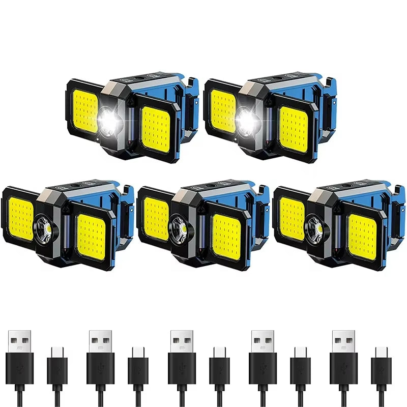 Ultra Bright Mini Flashlight Keychain with 90° Foldable COB Side Lights - USB Rechargeable Portable Lantern